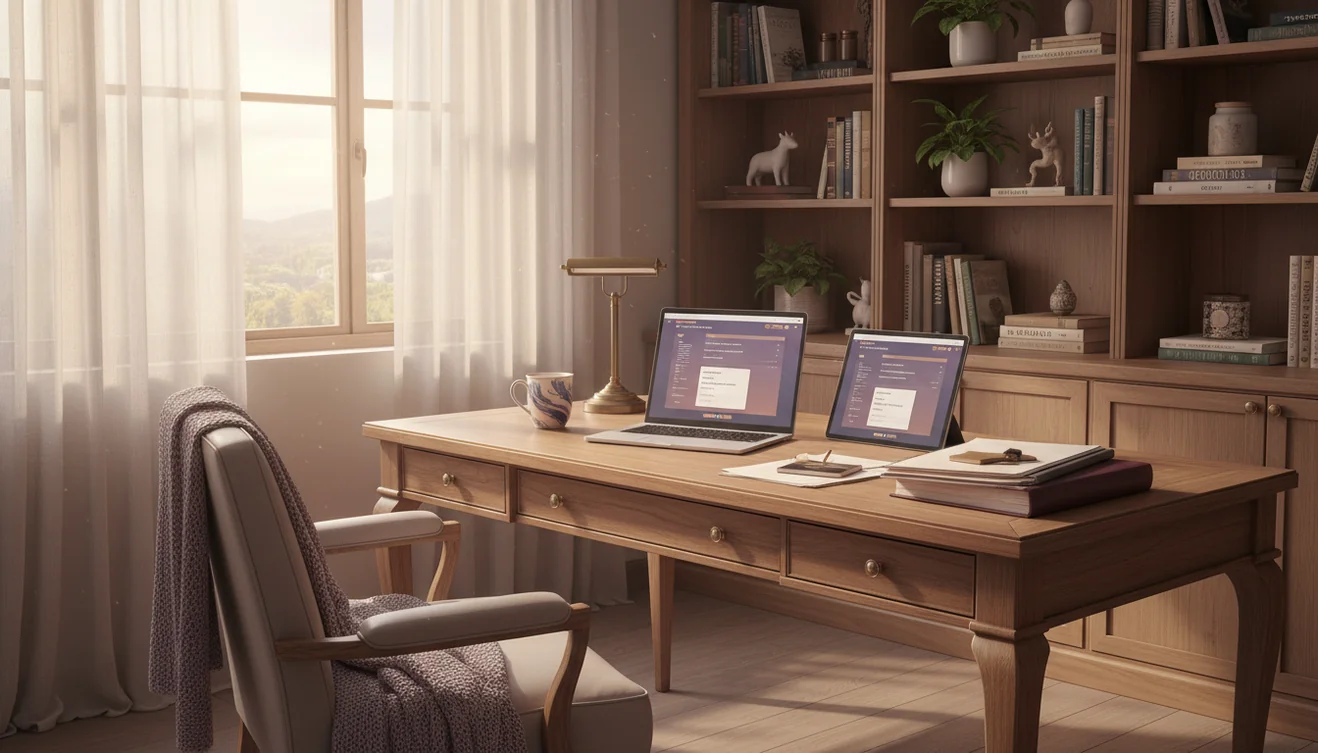 Writer being productive with AI writing tools on multiple devices