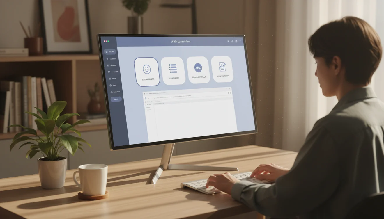 Write.info AI writing assistant dashboard with multiple tools